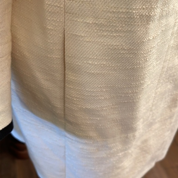 Talbots sz 14 cream with black heavy trim linen look coat dress with pockets - Picture 3 of 7